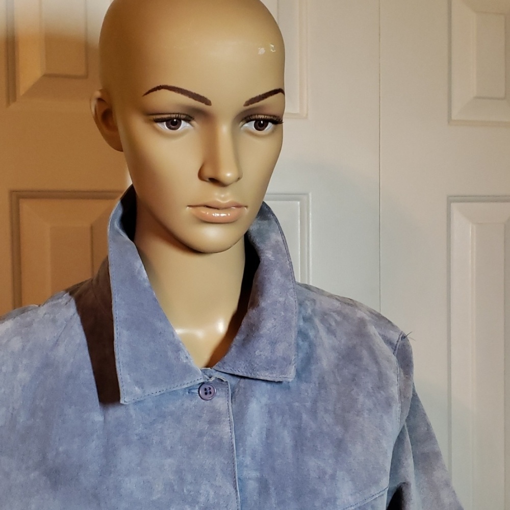 # Light Blue, LEATHER SHELL Jacket